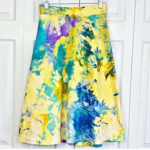 H&M Watercolor Print Brocade A-Line Midi Skirt Sz 6 – Worn Once”